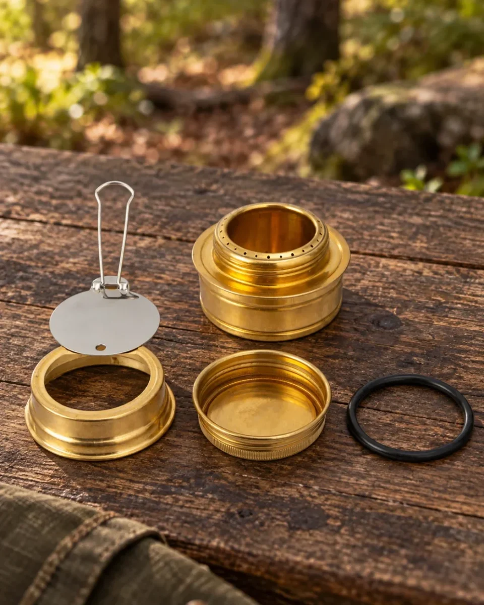 Messingbrenner, Regulierring, Schraubdeckel und Dichtung