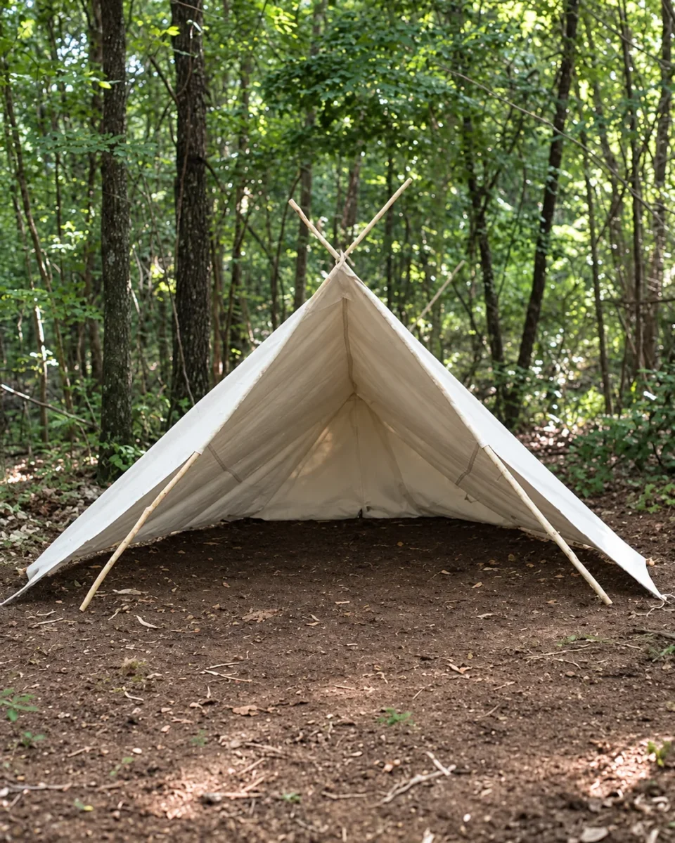 Open front of the natural canvas Forester Tent
