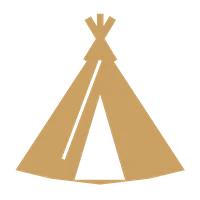 Solid silhouette of a Lavvu shelter with crossed poles and an open entrance