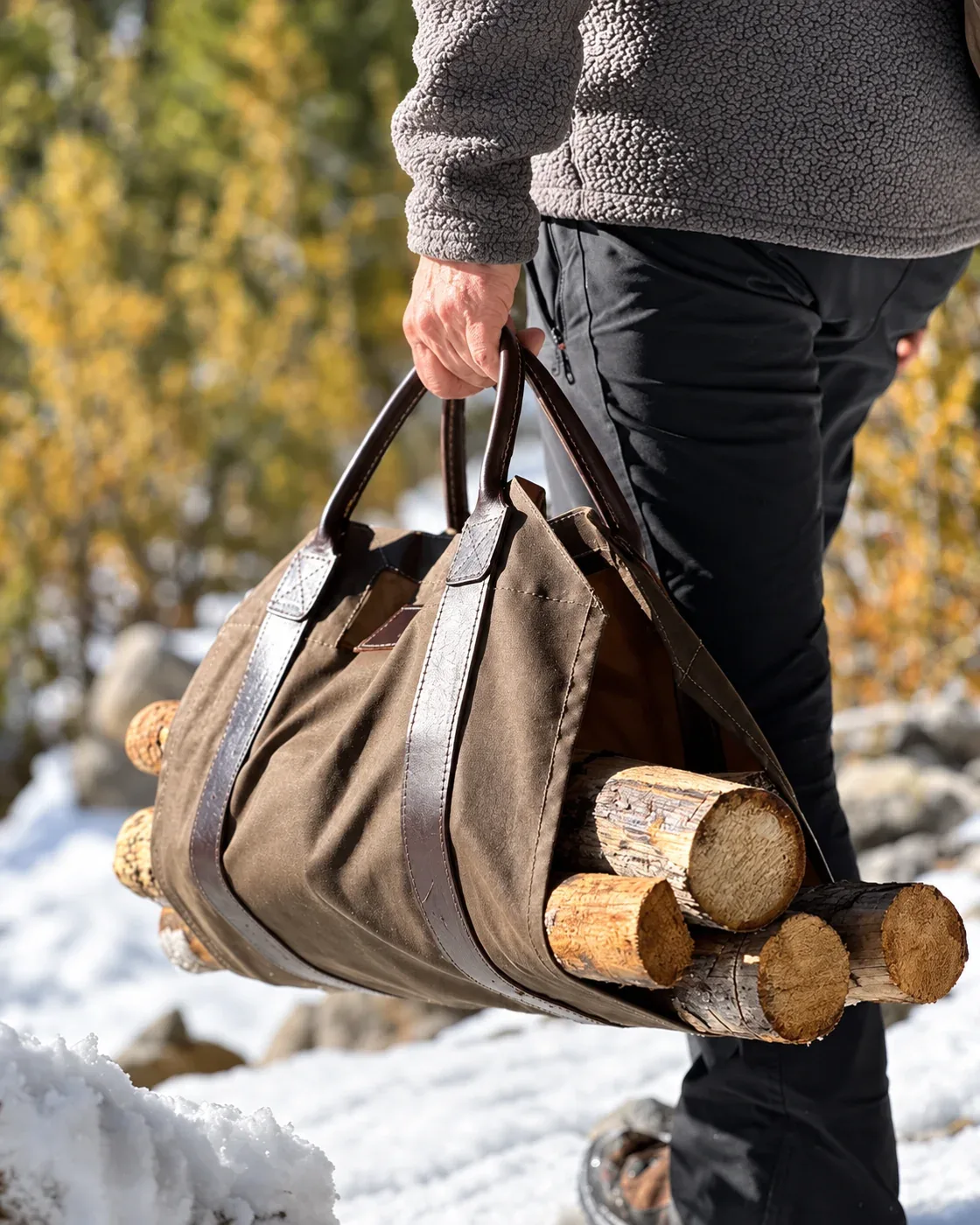 Oilskin Log Carrier