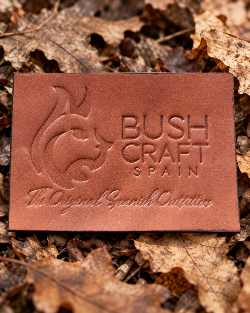 Bushcraft Spain leather patch with embossed logo