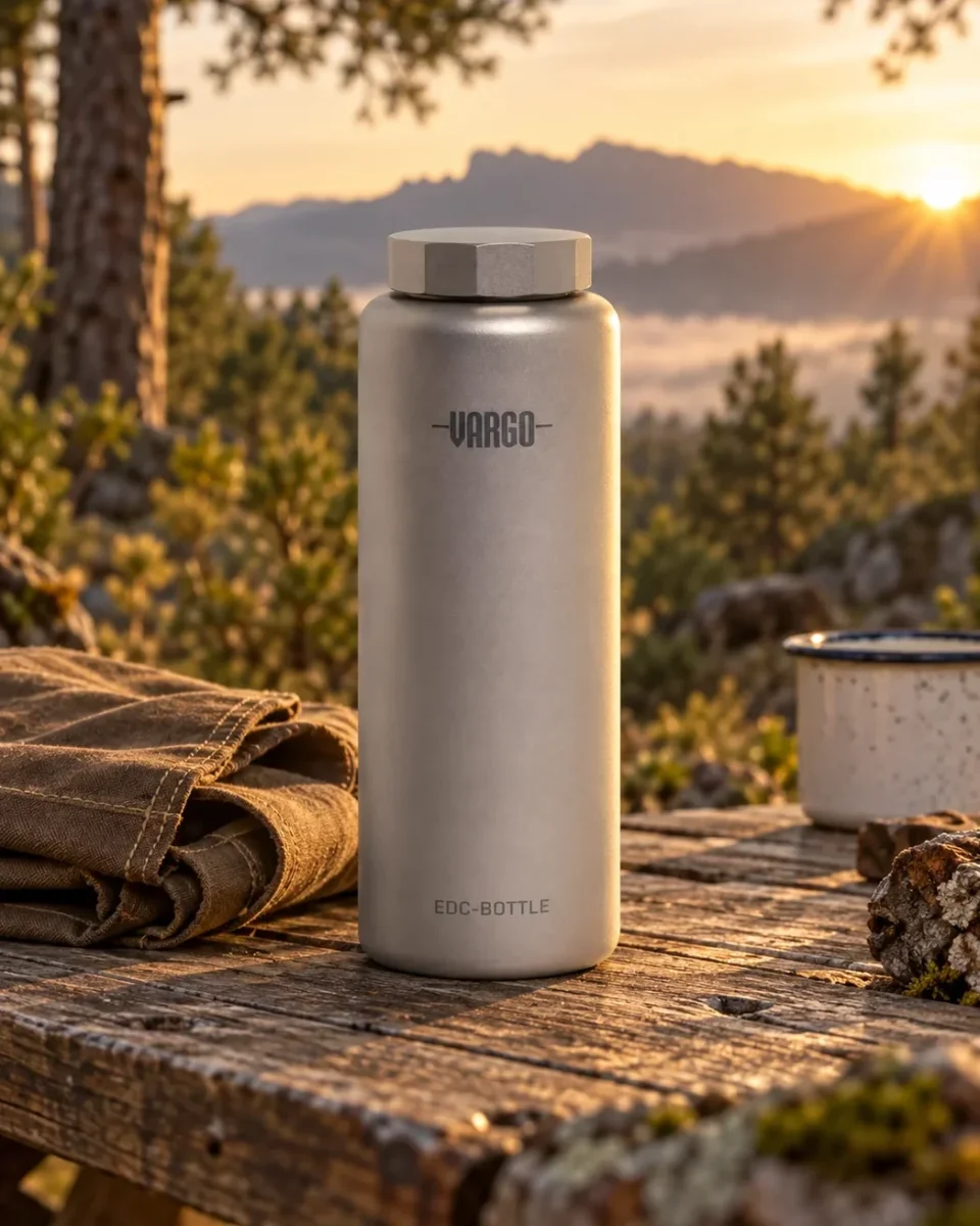 Vargo Titanium EDC Water Bottle 1L - Camp setup